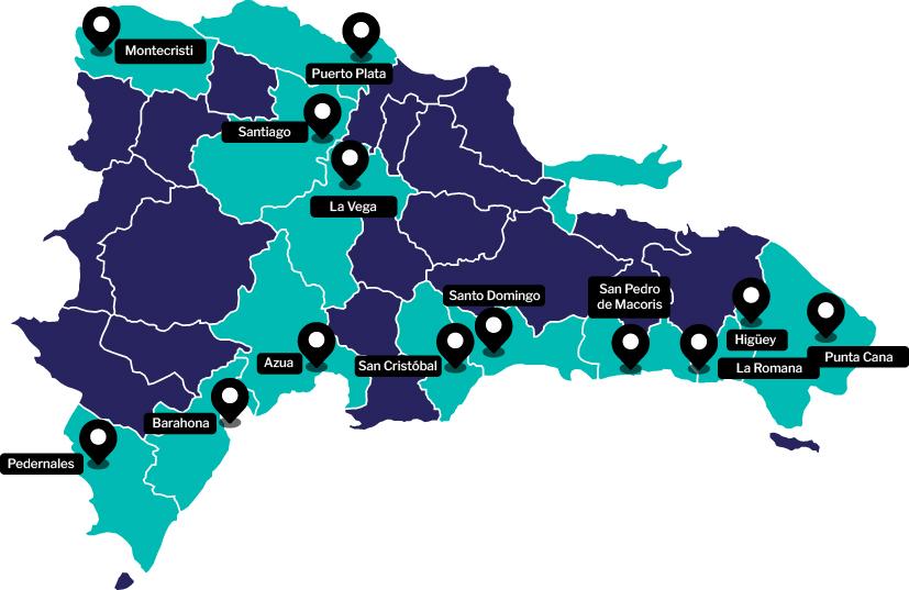Mapa de República Dominicana - Cobertura Flety