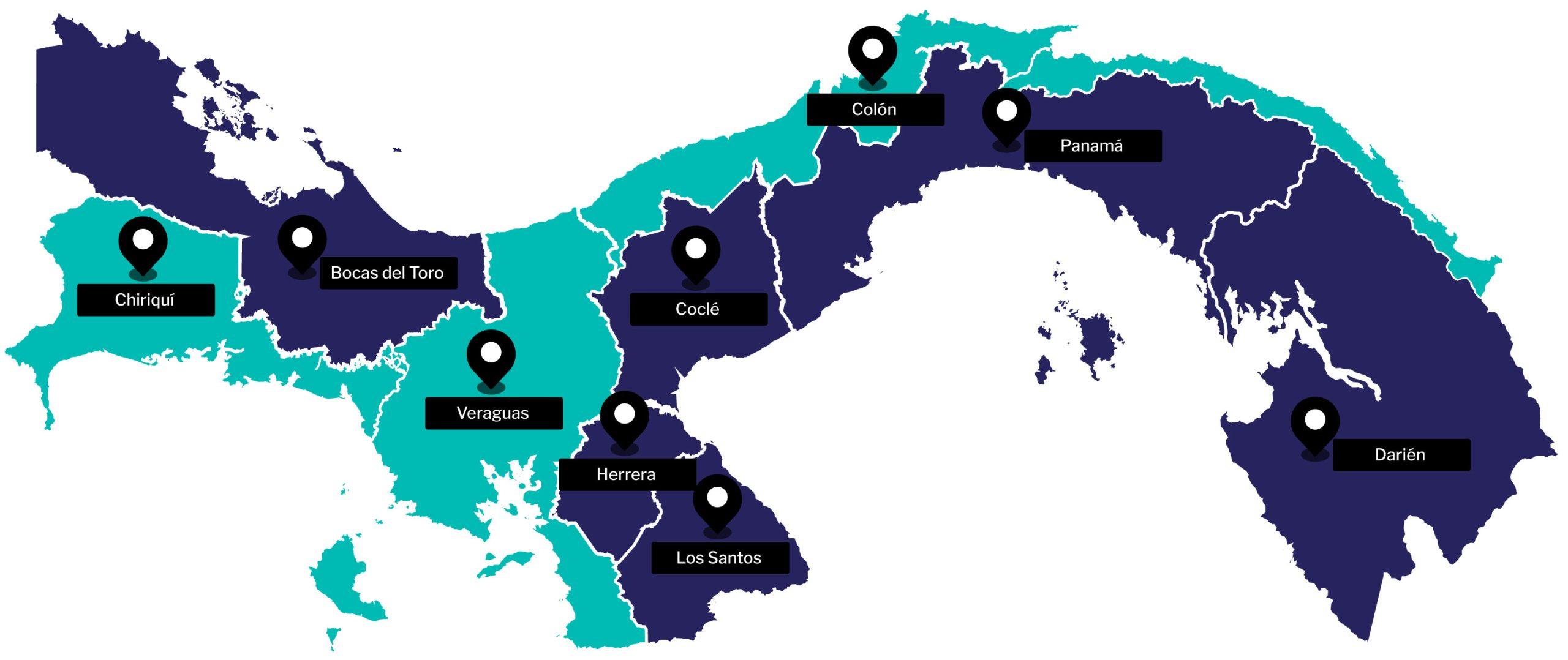 Mapa de Panamá - Cobertura Flety